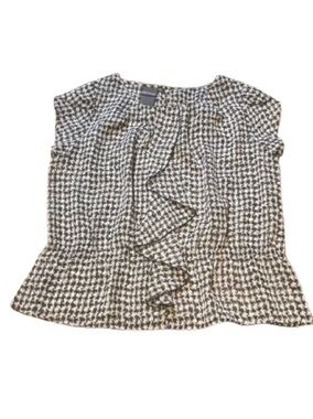 Covington Petite Houndstooth Ruffle Peplum Blouse MP